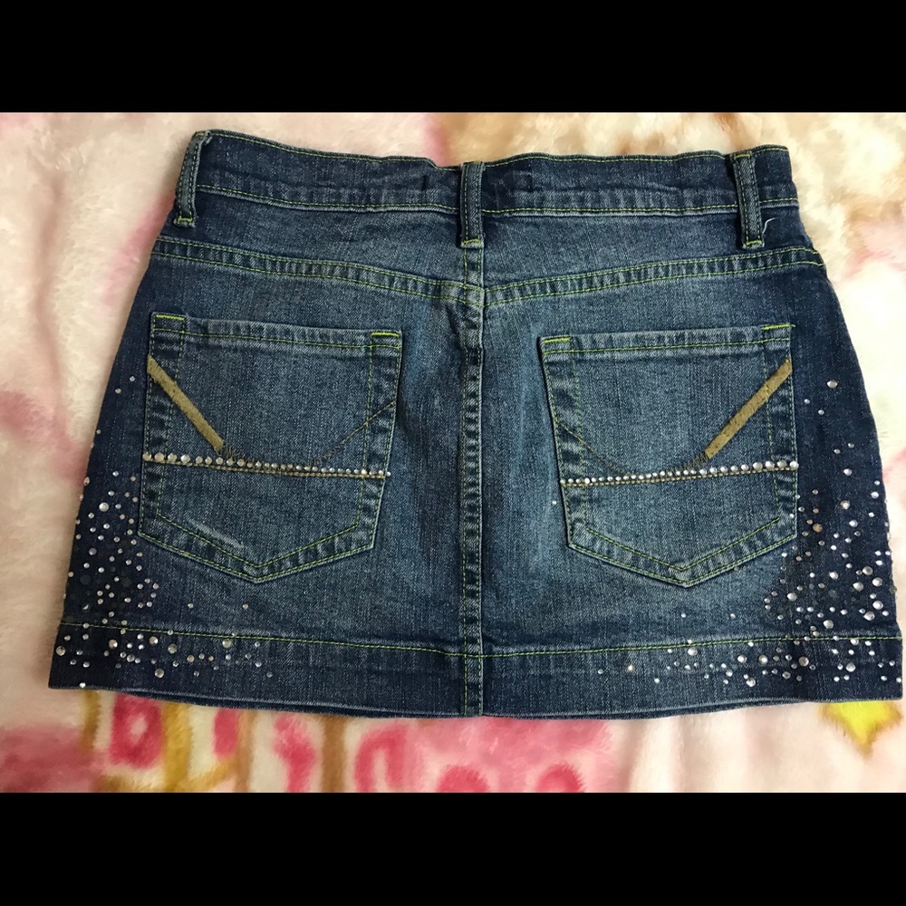 Vanilla Star Medium Wash Denim Mini Skirt Size 3 - Picture 2 of 7
